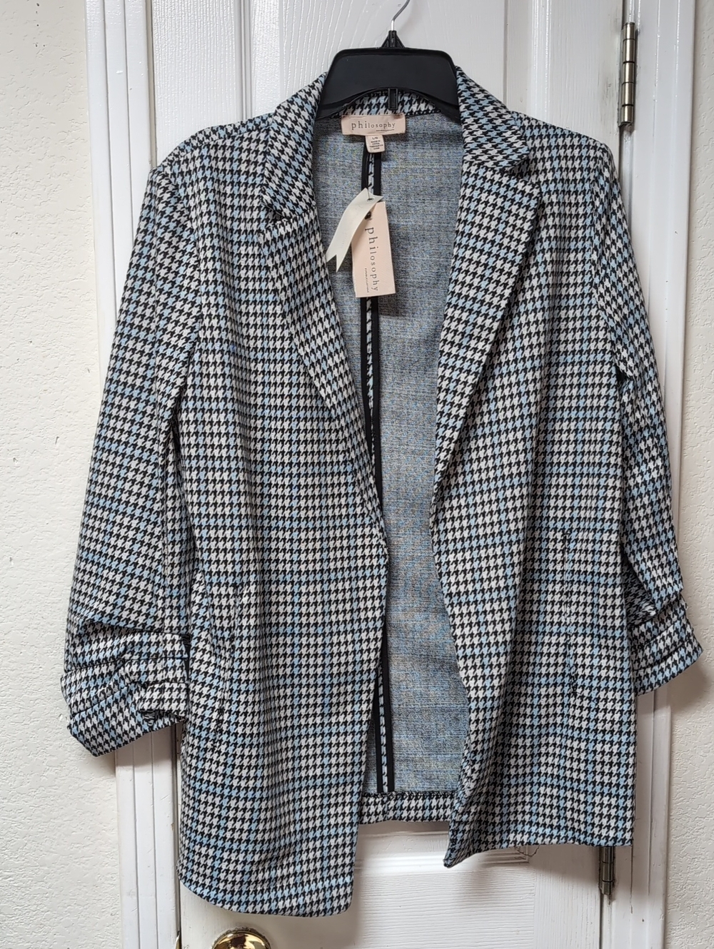 Philosophy Black & White Houndstooth Open Blazer